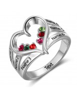 Family Birthstone Ring for mom, Sterling Silver Personalized Engravable Ring JEWJORI102734